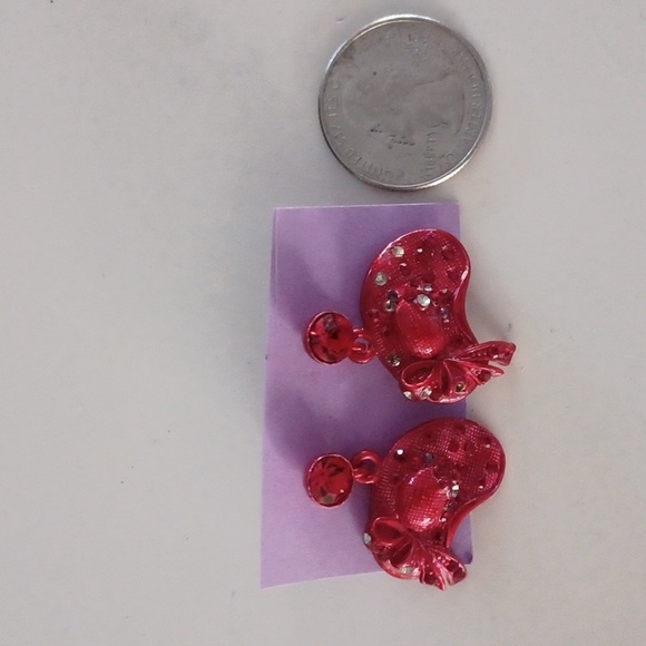 Red Hat Society Brooch Pin and Earring Set - New - Picture 6 of 7